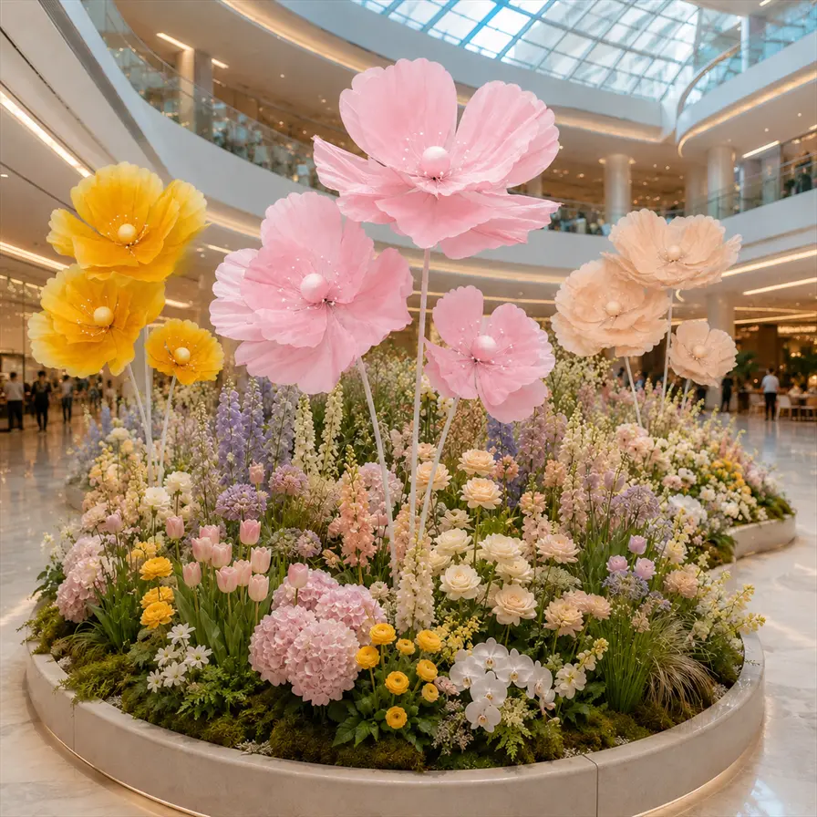 67-Inch Giant Artificial Flowers, 3-Piece Floor-Standing Floral Set for Wedding Backdrop, Party and Event Decor