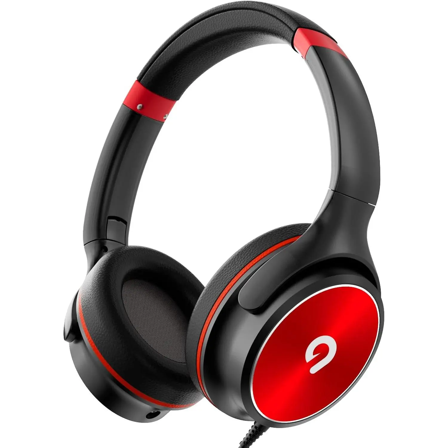 Headphones with Safe 85dB/94dB Volume Limiter for Teen and Boys, Foldable  Stereo Sound Headset for Kindle /fire Tablet/iPad/Laptop, Headphones with Microphone (Black-red)
