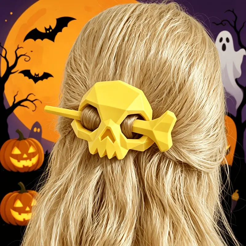 Fun Skull Hair Clip Set, Halloween Gothic Skull Hair Clips, Punk Style Hair Accessories, Role Play Party Hair Decorations