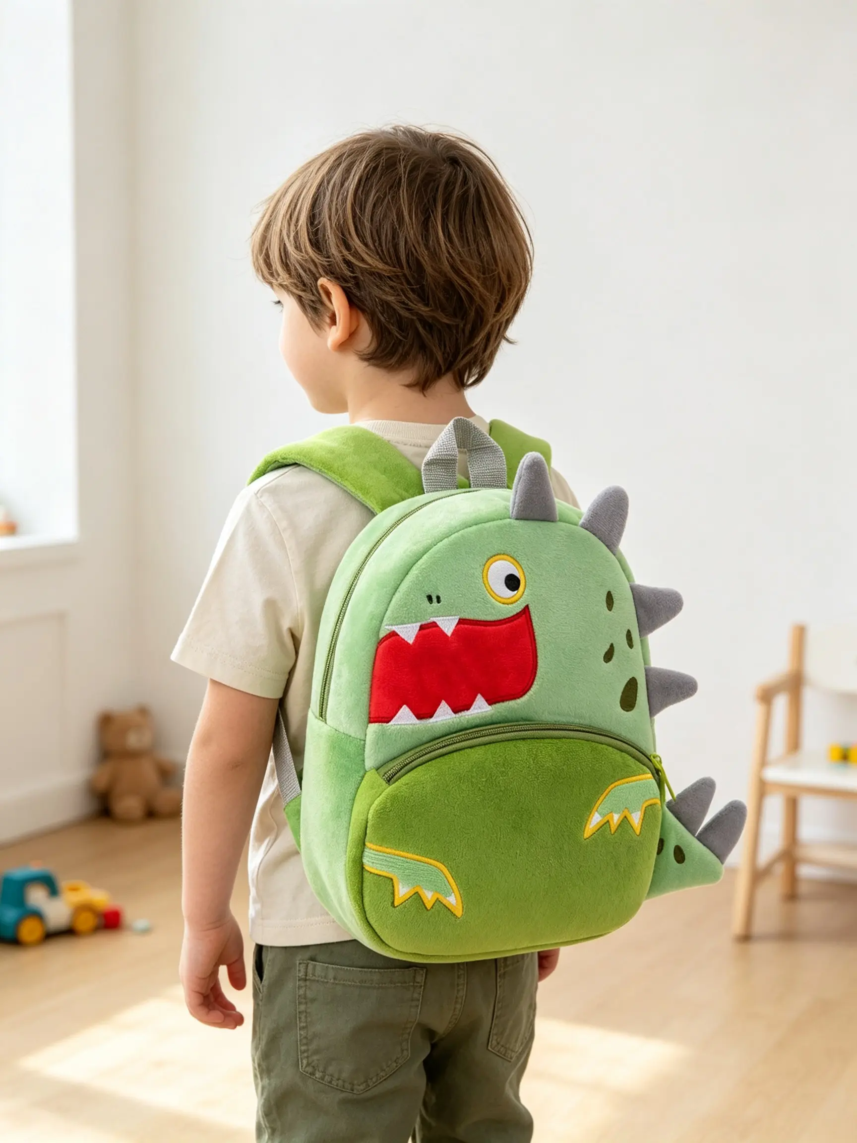 Animal Plush Child Backpack, Soft Short Fur, Lightweight Shoulder Relief, Large Capacity, Cute Dual-Shoulder Bag for Kids, Kawaii Backpack