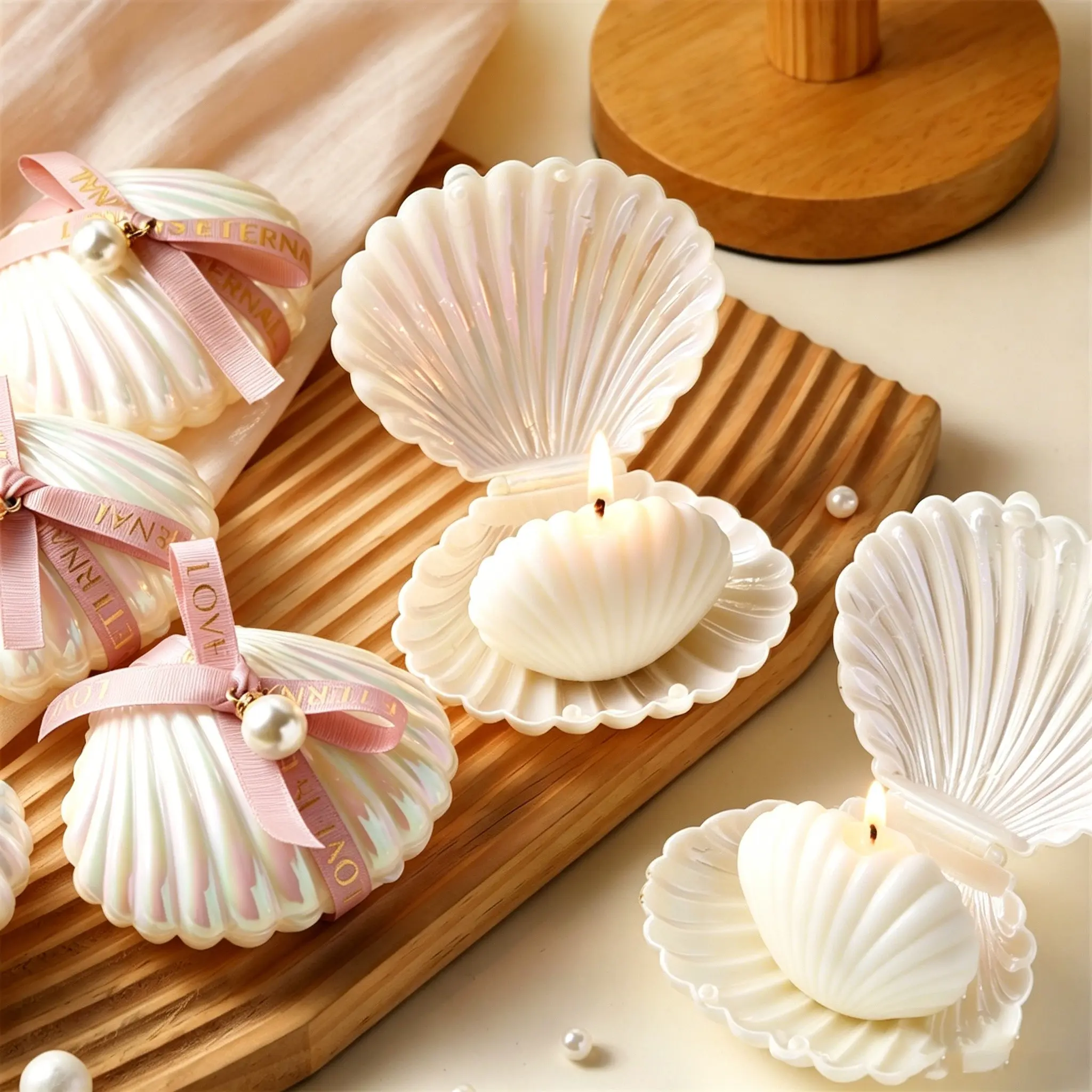 10-Pack Shell Candle Gift Set for Guests, Decorative Candles, Wedding Guest Favor, Bride Party, Baby Shower, Home Decor, Decoration, Perfect for Special Occasions