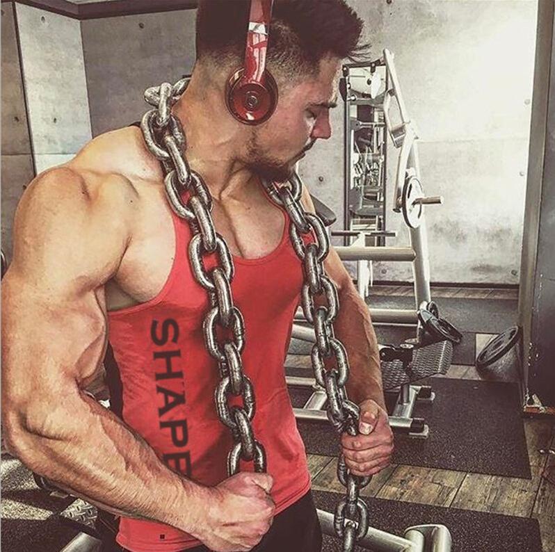 Men Solid Gym Stringer Tank Top Bodybuilding Fitness Singlets Muscle Vest Tees Sport Clothing