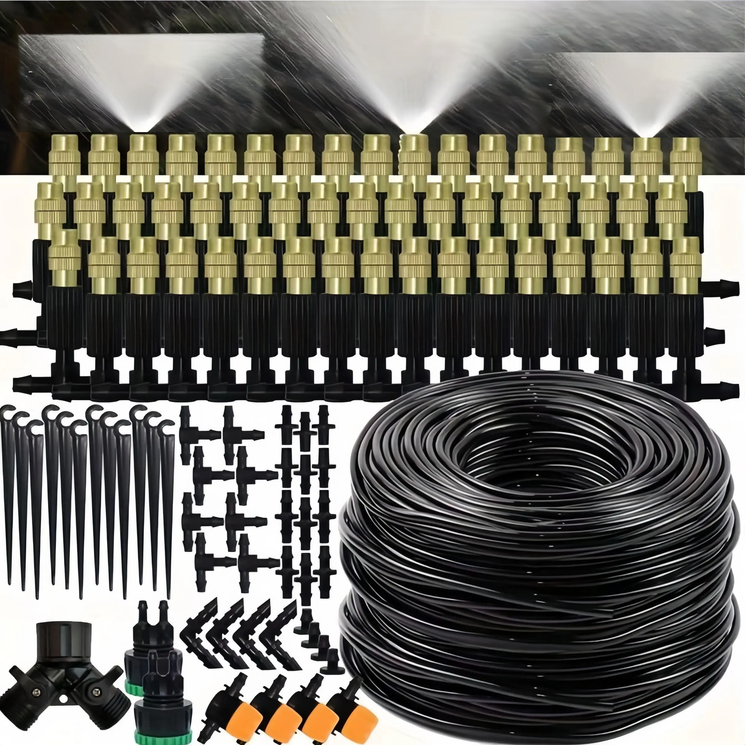 Automatic Drip Irrigation Kit Garden-4/7mm, Brass Atomizing Nozzle, Suitable for Lawns, Potted Plants, Greenhouses, Lawn & Plant Care System