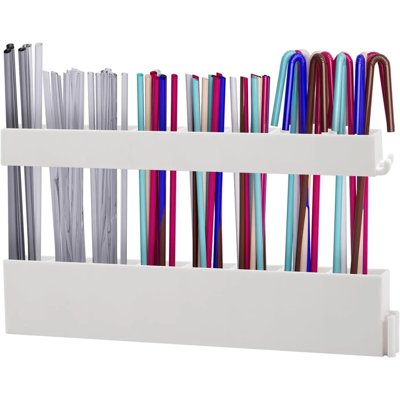 Straw Holder Straw Organizer  Straw Holder Storage for Drinking Straws Cabinet Door Mounted (White)