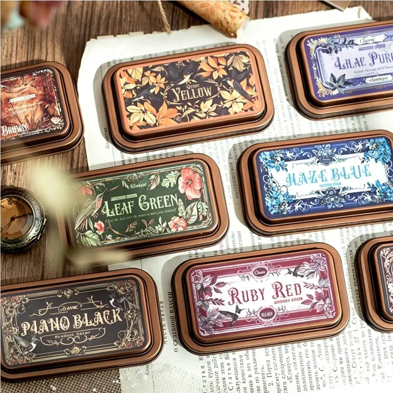 Medieval Legend Iron Box Stamp Pad, Vintage Dark Tone, Deep Rich Colors, Hand Account Decoration, Layered Ink Stamping Tool for Journal Lovers