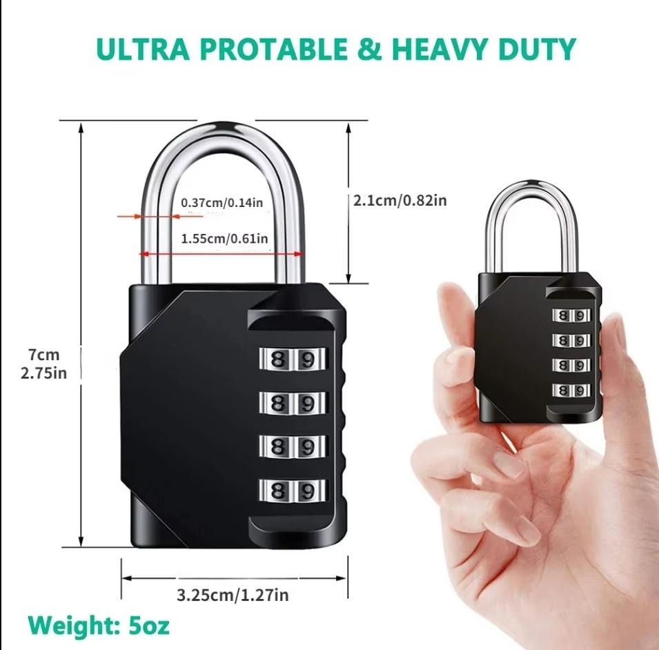 2pcs Resettable 4 Digit Combination Lock Waterproof Heavy Duty Outdoor Padlock High Security Durable Zinc Alloy Body Stainless Steel Cover 10000 Combinations Industrial Use