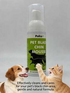 Paika Pet Black Chin Mousse 60ml - Natural Black Chin Remover for Cats & Dogs, Gentle Deep Cleaning & Stain Fade Treatment