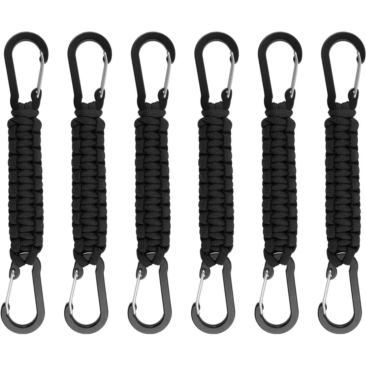 6 Pcs Braided Paracord Keychain Lanyard with Carabiner Clip Strap