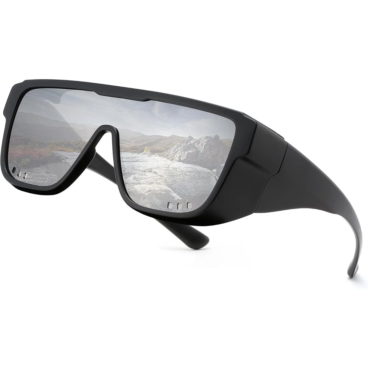EyeconicFinds Fit Over Glasses Polarized Sunglasses for Men - Oversized Square, Windproof with Side Shields, Ergonomic, Lightweight Fashion Outdoor Cycling Sports Eyewear B0456, Cycling Sun Glasses, Ergonomic Sports Eyewear