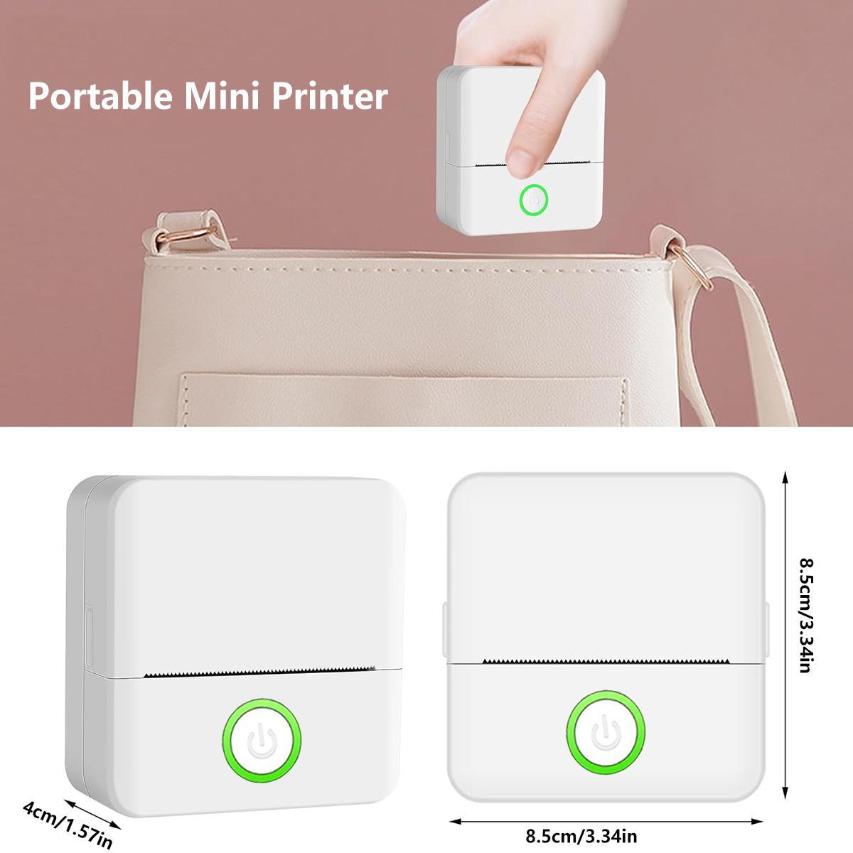 Portable Mini Printer, 1 Set USB-Powered Wireless Label Printer with Paper, Small Pocket Sticker Printer for Notes & Children's DIY Crafts, Compatible with iOS & Android