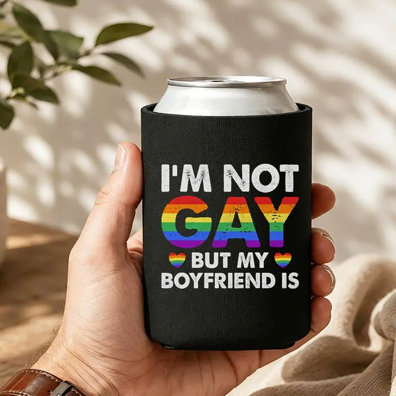 Funny Can Cooler – “I’m Not But My Boyfriend Is”  Can Koozie for 12 oz Cans, Insulated Koozies for Cans, Hilarious Thermocoolers for Party Favors, Novelty Gag Gifts for Women Men