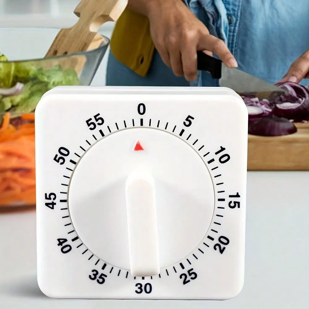 Abs Mechanical Kitchen Cooking Timer with Tick-Tock Sound, 60-Minute Visual Alarm, Ideal for Chefs, Roasting, Boiling, Stovetop, Microwave Use, Kitchen Gadgets