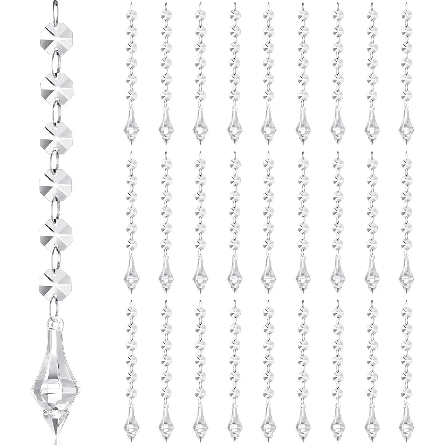 100 Pcs Acrylic Hanging Crystals for Centerpieces Chandelier Clear Crystal Garland Strands Ornament Acrylic Clear Beads Prisms Pendant for Christmas Tree Window Home Decoration(Lantern)fidget toys