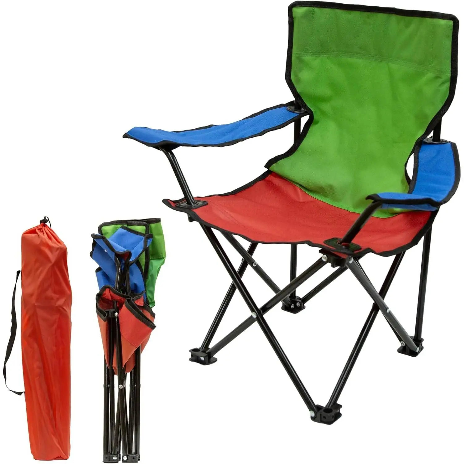 Kids Foldable Chair with 100lb Weight Capacity, Tri-Color Fabric Seat for Indoor Furniture Makeup Vanities