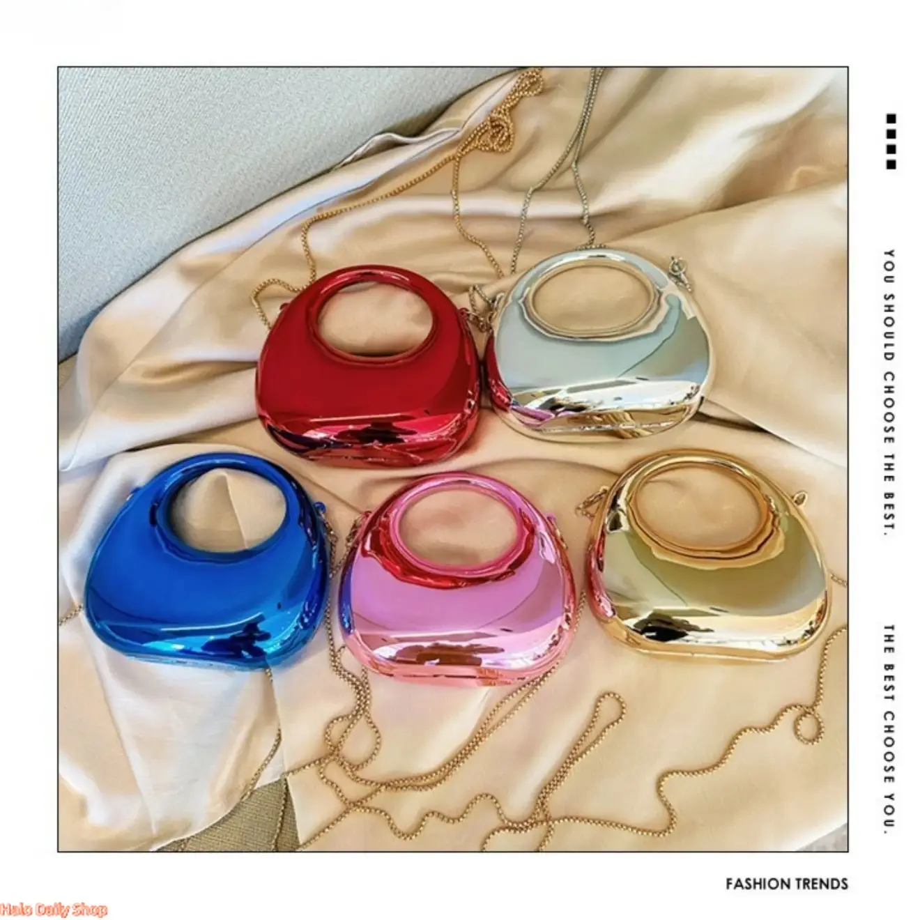 Women's Aesthetic Metallic Chain Strap Clutch Handbag - Convertible Mini Fashion Purse with Lipstick Holder & Coin Purse, Elegant Evening Party Gifts, Handbags for Women, Mini Bag, Gifts Adults, Compact Shape, Multi-Purpose, Cute Purses, Mini Clutch