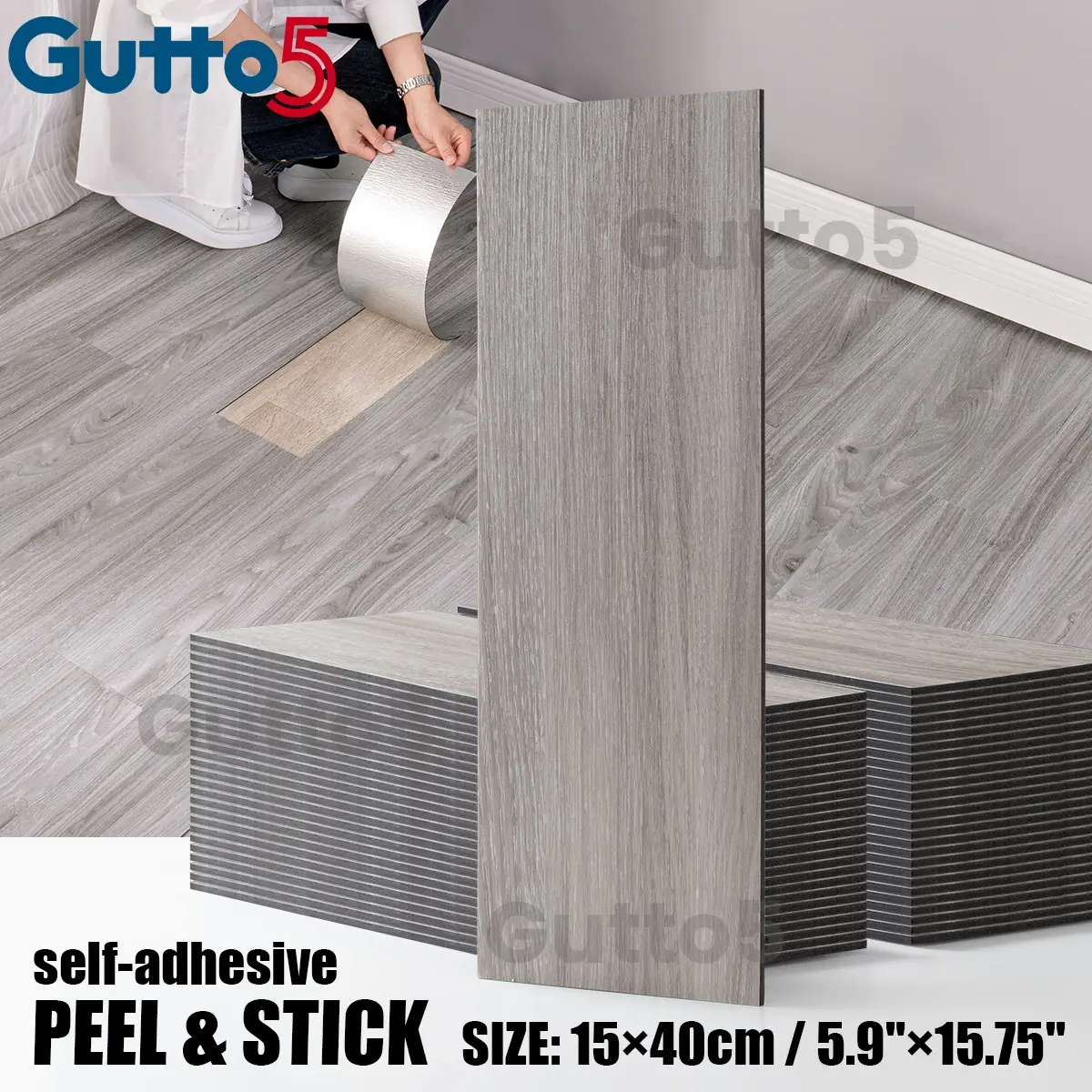 Set of 60 pieces/120 pieces, Gutto5 wood grain pattern self-adhesive decorative sticker, thickened wear-resistant material, universal for walls and floors, DIY peel and paste, suitable for living room, dining room, home decoration wallpaper and flooring.