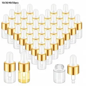 Mini Transparent Glass Dropper Bottles, Travel Size Sample Bottles, Ideal for Essential Oils, Cosmetics, Liquids, Perfume, 10/20/30/40/50pcs