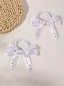 2/4 Pcs Star Bow Scrunchies, Ballet Style Long Ribbon High Elastic Hair Ties, Casual All-Season Hair Accessories
