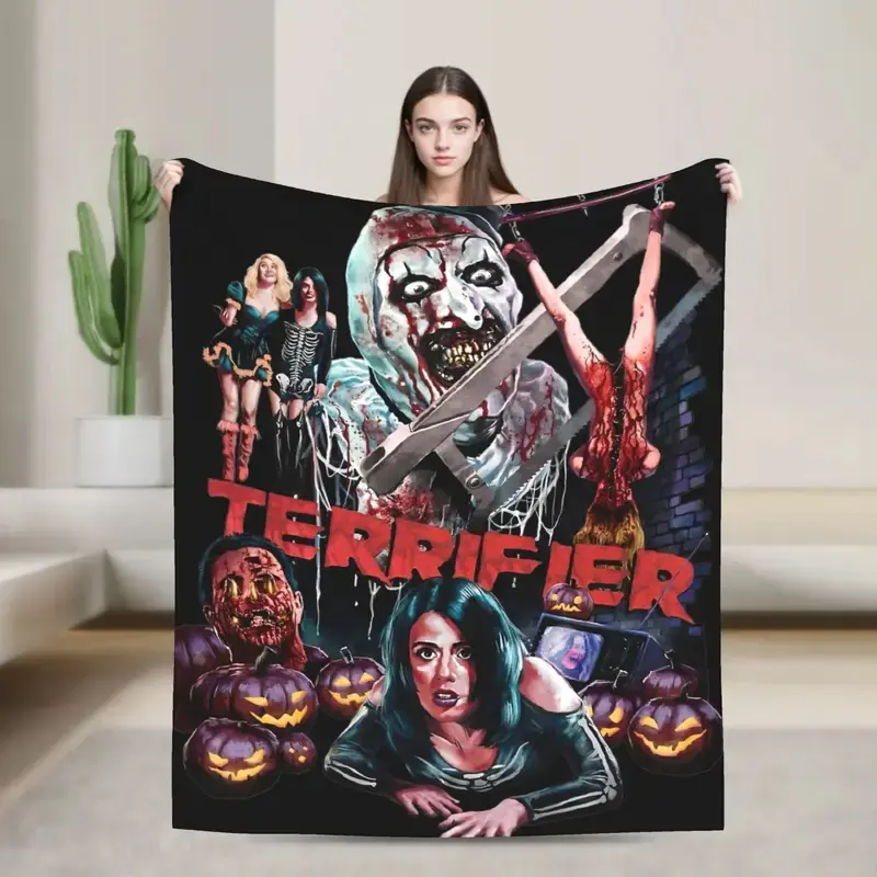 Retro Terrifier Blankets Horror Clown  Plush Funny Warm Throw Blanket for Bedspread Spring/Autumn