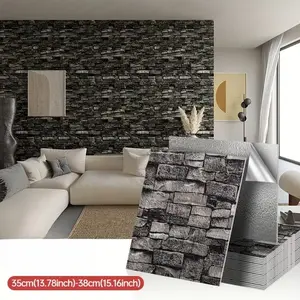 20pcs Brick Pattern Xpe Foam Self-Adhesive Waterproof Ceiling Stickers, Easy Peel & Clean, Cuttable, 3mm Thick, 38cmx35cm, Kitchen Bathroom Decor，38cmx35cm/15.16inx13.78in