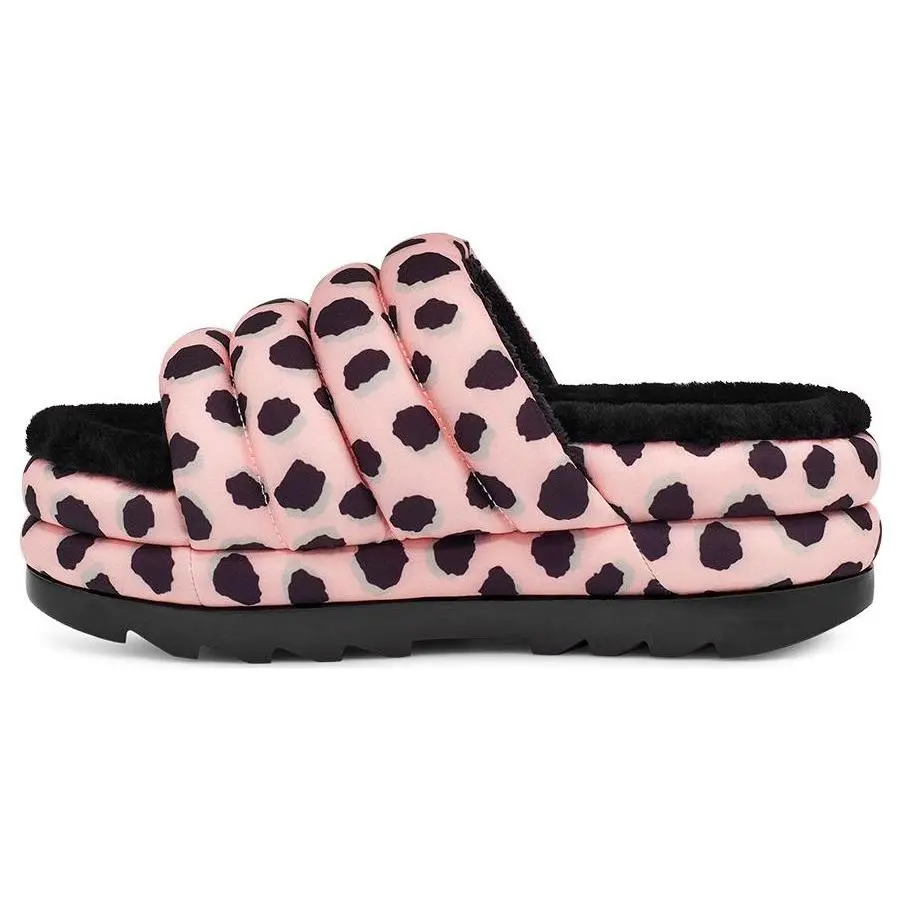 UGG Fluff Into Puff Fabric Leopard Print Thick Sole Fashion Sandals 1127074-PSLP, Women, Fashion Slipper