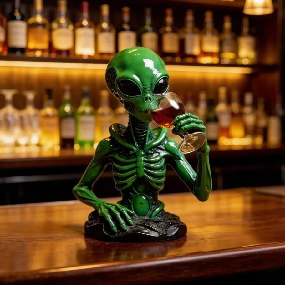 New Arrival Alien Star Resin Figurine, Ufo Indoor Outdoor Garden Decor, Small Statue Home Decoration, 1pc Trendy Ornament