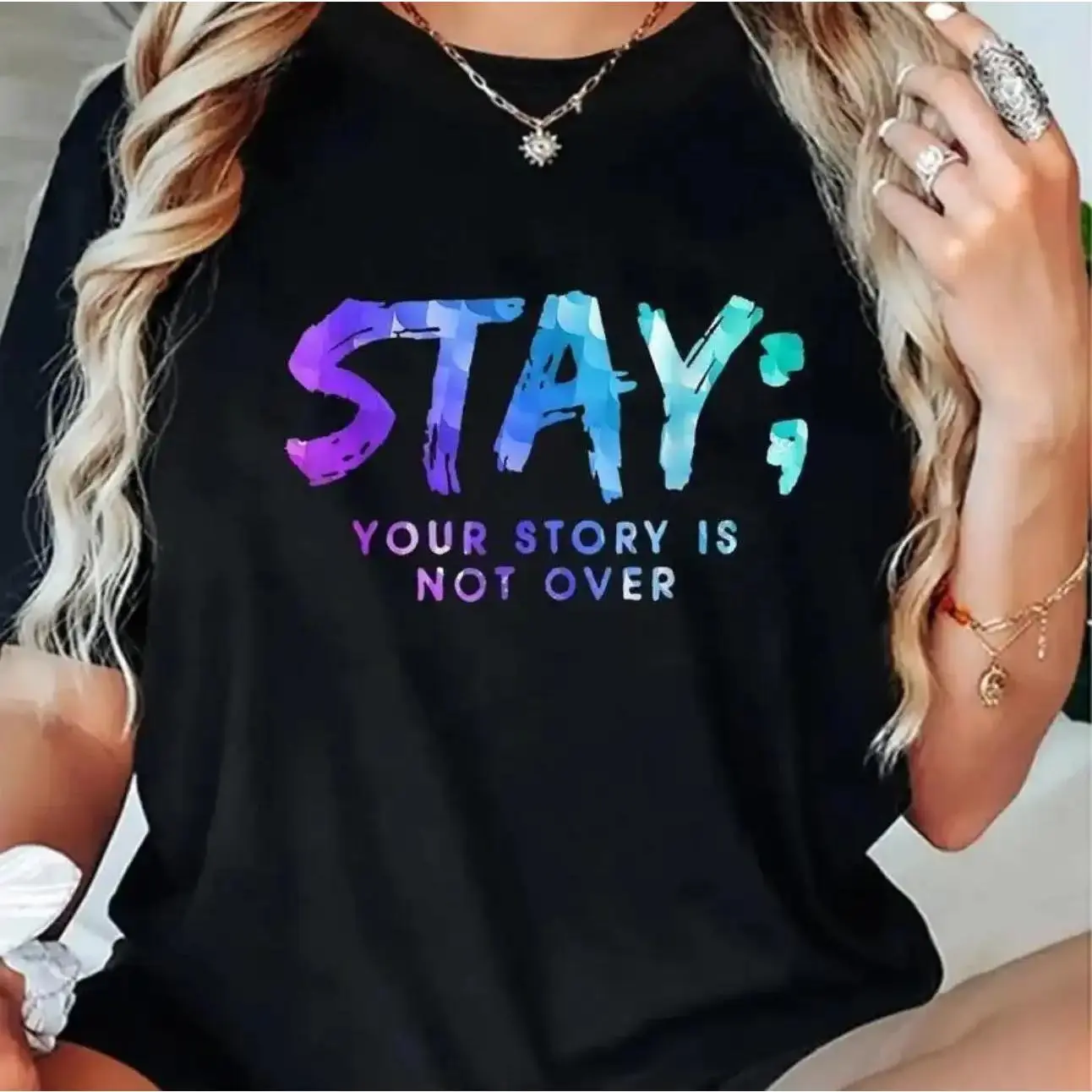 Your Story Is Not Over Stay Strong Suicide Prevention Awareness T Shirt For Mental Health Support Inspirational Motivational Clothing Unisex Soft Cotton Tee