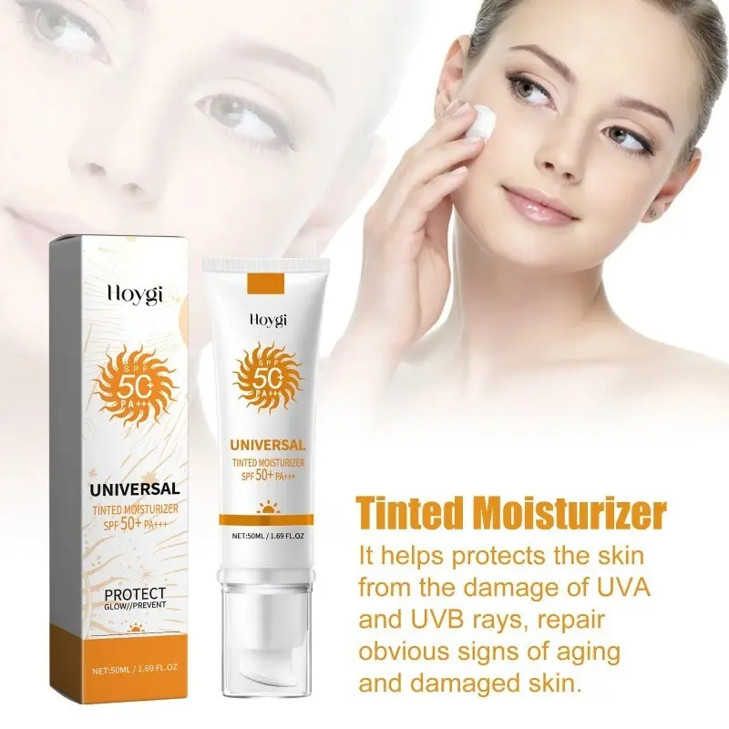 All in One Daily Spf50 Sunscreen Brightening Radiant Facial Foundation Cream Cover Anti UV Face Moisturizer Isolation Bleaching Sunscreen Lotion 50ml