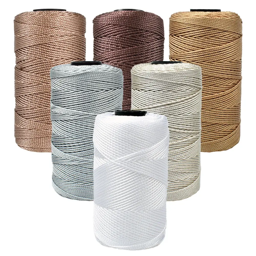 100% Nylon Polyester Heavy Duty Thread 6-Pack, 1.5mm X 219m Per Strand, Ideal for Hats, Bags, Charms, Crafts, Multi-Color Options, High-Tensile Garden Fishing Net Rope