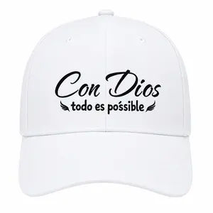 Con Dios Todo Es Posible Printed Baseball Cap, Hat for Dad, Mom, or Grandparents, Inspirational Spanish Christian Gift from Daughter or Son, Everyday Casual Adjustable Curved Brim Cap Father's Day Gift