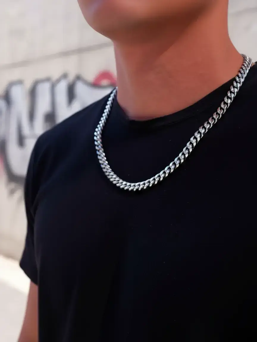 Men's Street Trend Minimalist Cuban Link Chain Necklace, Trendy Chunky Chain Necklace, Chic Hip Hop Vintage Jewelry As Birthday Gift for Boyfriend, Cuban Links Necklace