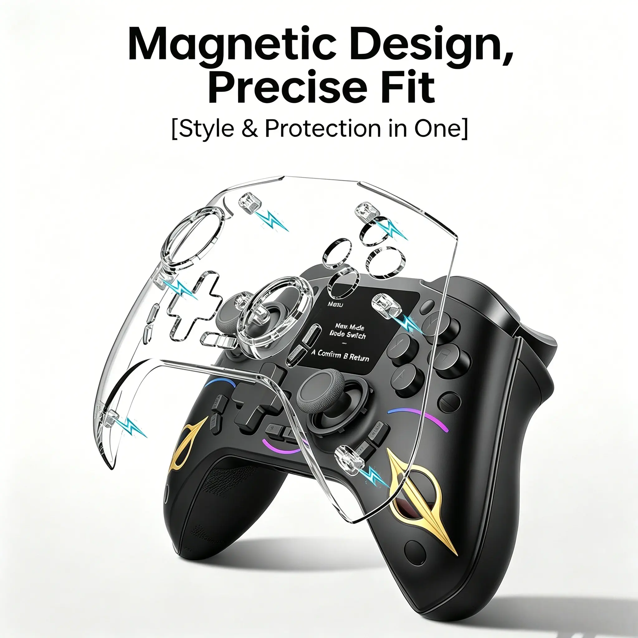 Wireless Elite Game Controller with Screen,compatible with PS4, Switch, PC and Steam,Hall Joystick & Buttons,Transparent Protective Shell,Macro Programming Function,3.5mm Headphone Jack,Asymmetric Vibration Motor,1000Hz Polling Rate