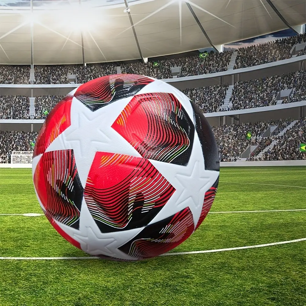 Durable Anti-Slip PU Soccer Ball, Official Size 5 Seamless Fit, Ideal for Youth Adults Training Matches, Indoor Outdoor Use, with Ball Needle Net Pouch, Football Balls, Seamless Design Football