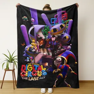 Amazing Digital Circus Throw Blanket, Pomni the Last Act Flannel, Soft Cozy Cartoon Gaming Blanket for Sofa Bed GiftThe Amazing Digital Circus blanket, Digital Circus blanket, Pomni blanket, Pomni throw blanket, The Last Act blanket,