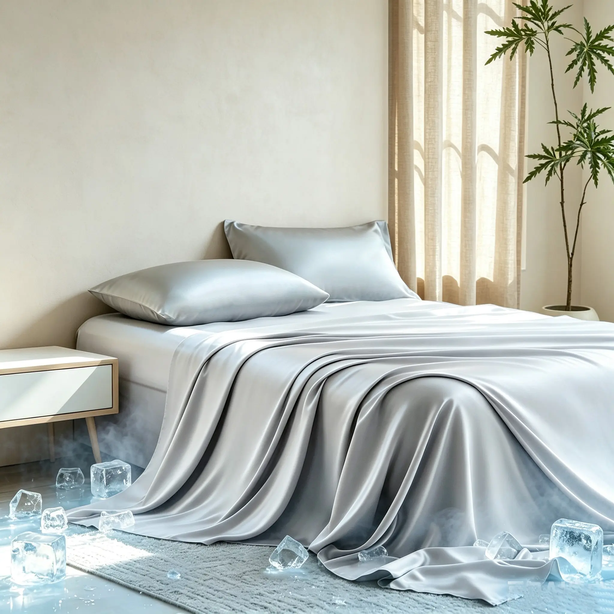 super Soft Polyester Satin Bed Sheet Set, Anti-Slip, Easy to Remove, Durable, Versatile 4-Piece Set, Includes 1 Sheet + 1 Fitted Sheet + 2 Pillowcases  No Insert