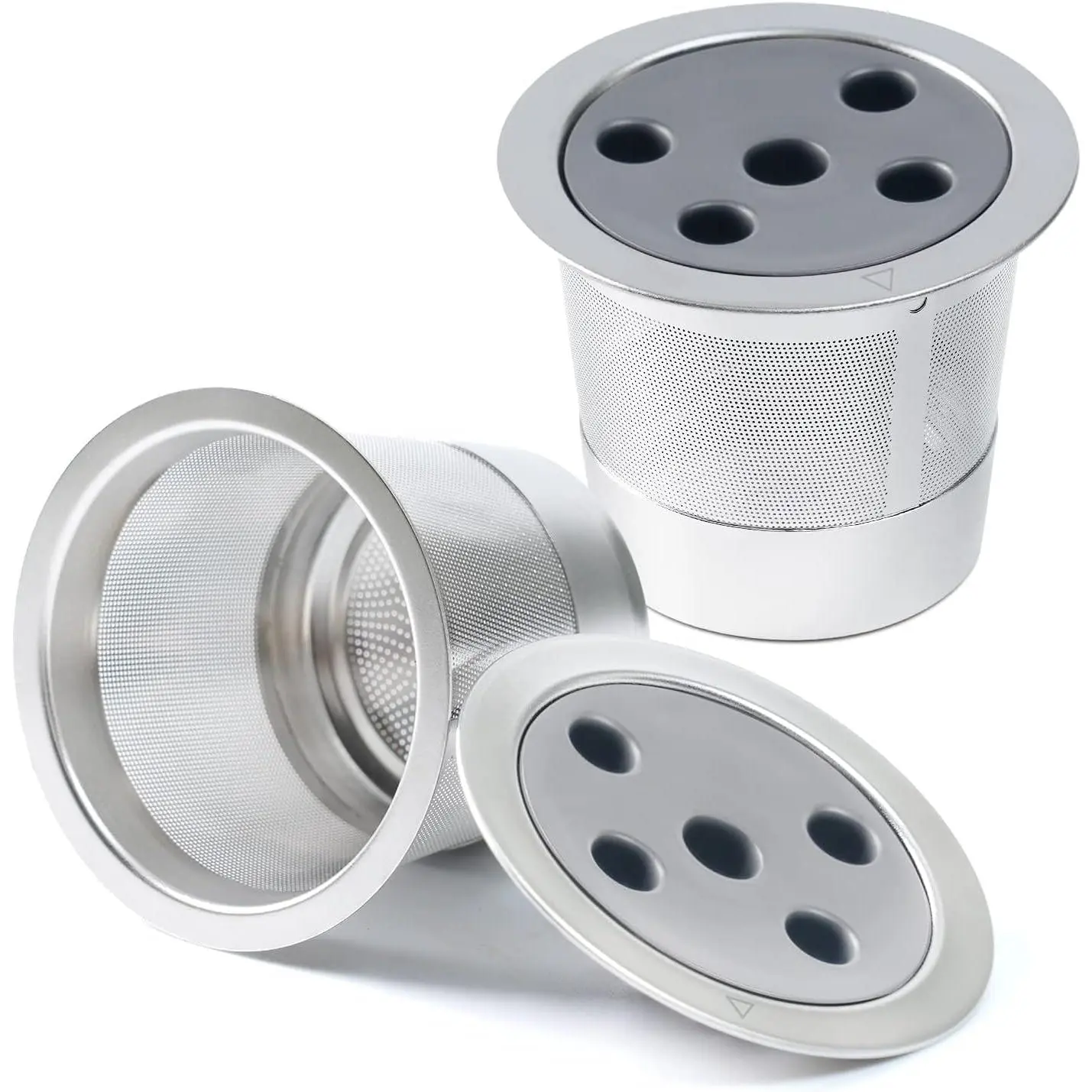 2 Pack Stainless Steel Reusable K Cups for Keurig Supreme & Supreme Plus, Five Hole Universal Refillable coffee pod filter with MultiStream Universal Coffee Pods