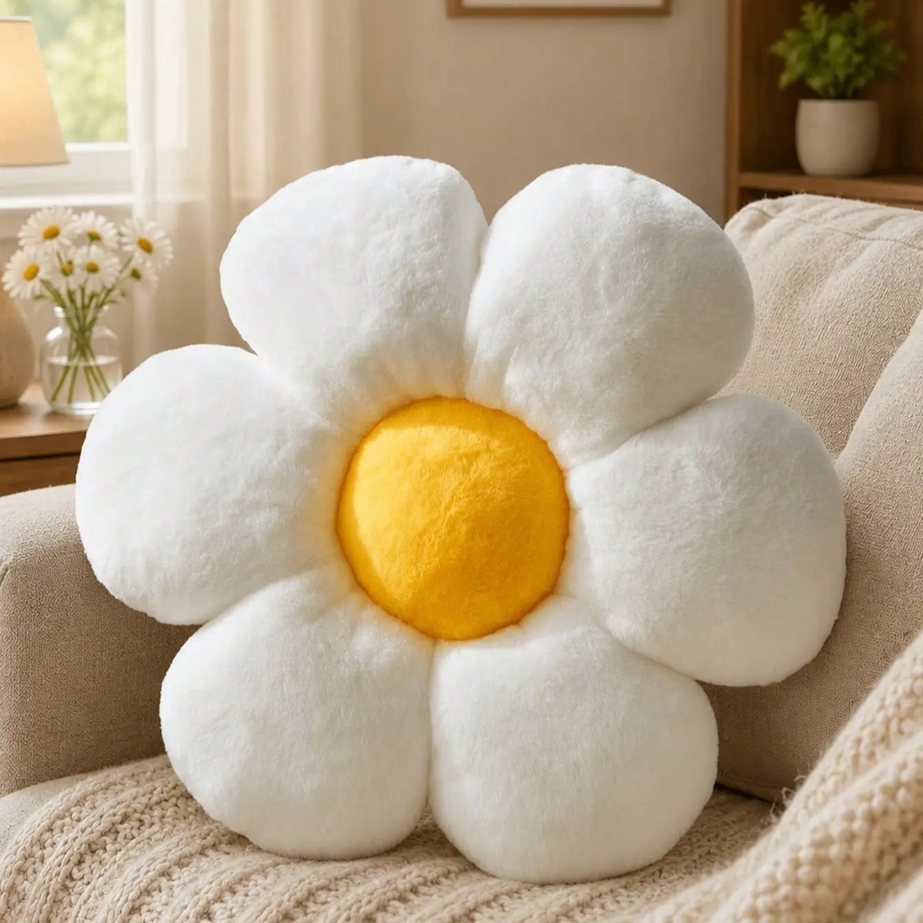 Obsessed! 🌸 12"/16" (30/40cm) Fuzzy Flower Floor Soft Fabric Decorative Cushion | Cozy Plush Sofa Cushion Decorations | All-Season Home Decor Essential & Fall Harvest Must-Have 🍂 Ultimate Gift Choice for Friends & Family 🧸 Soft Cushions