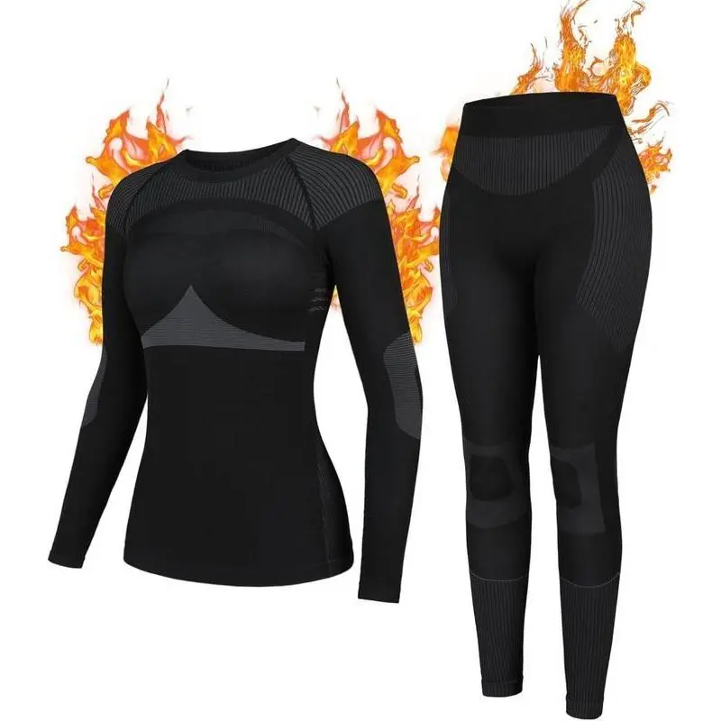 Thermal Underwear Set for Women Long Johns Seamless Warm Base Layer Top & Bottom for Cold Weather