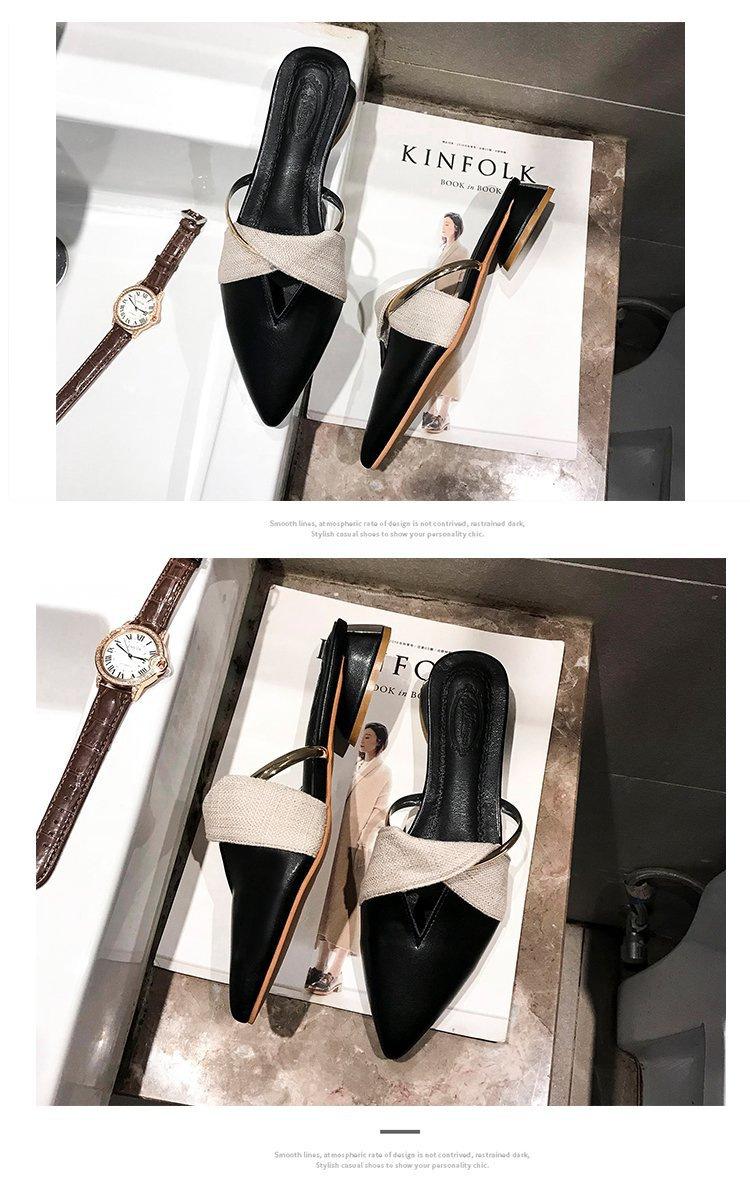 2025 New Women's Closed-Toe Mule Shoes, Fashionable Summer Slip-On Casual Flats, Low Heel Outdoor Slides