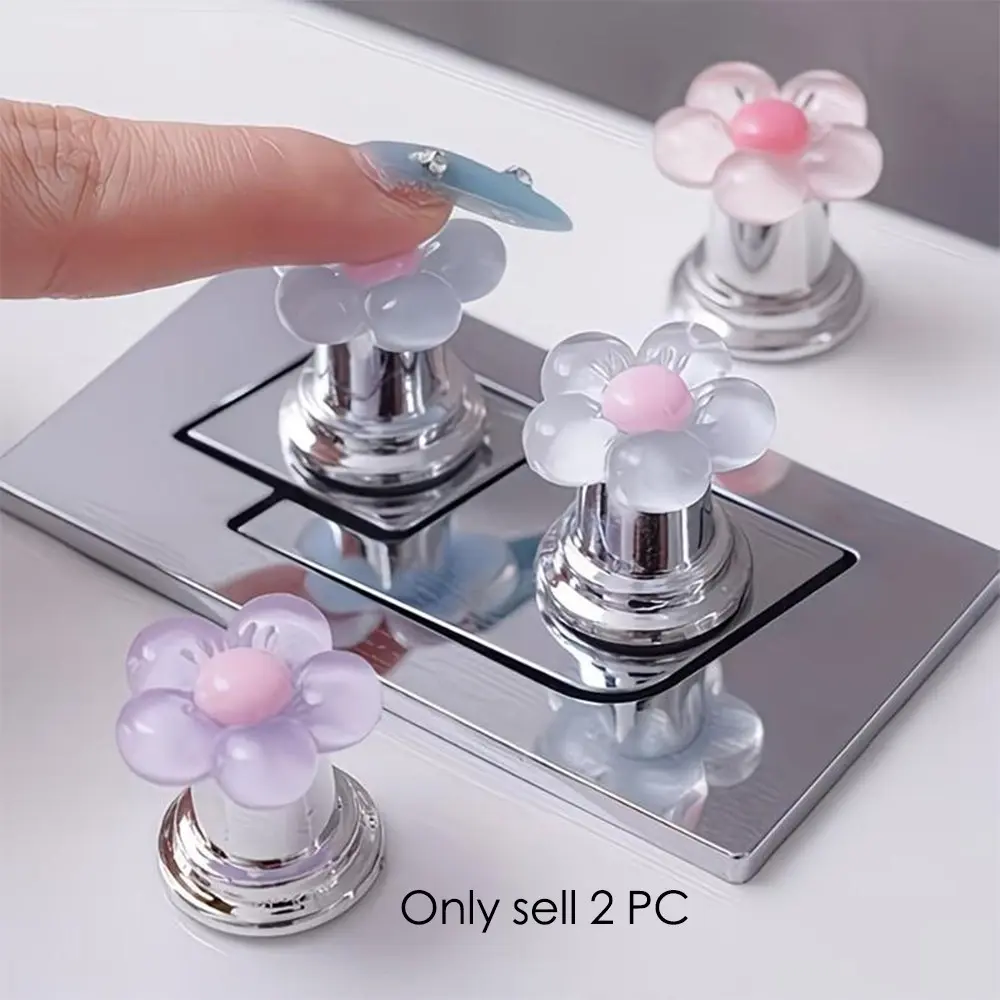 Elegant Floral Design Cartoon Toilet Flush Handle, Universal Toilet Tank Lever Easy Push Button, Stylish Bathroom Accessories for Modern Toilets