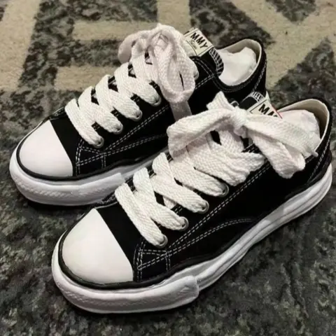 【Black Friday】Maison Mihara Yasuhiro Unisex Low-Top Canvas Sneakers, Melted-Effect Rubber Sole, Minimalist Casual Trainers, Walking Shoes, Sports Shoes for Men & Women