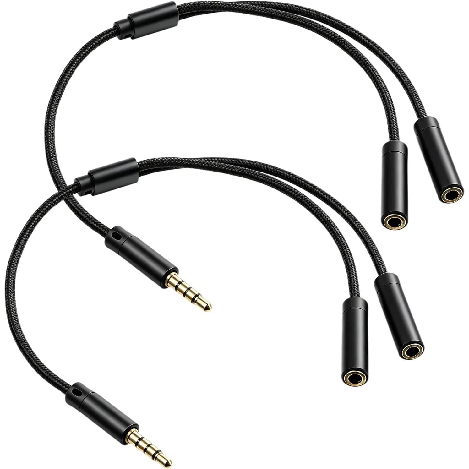 2 count 3.5mm Audio Splitter, TRRS Headphone Splitter for 2 Headphones