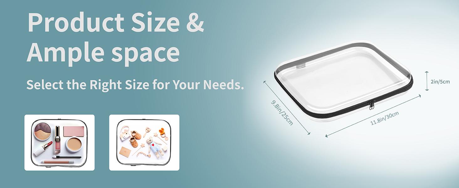 Clear Hard Shell Zipper Case 3 Pack, Hard Plastic Bag, Clear Travel Toiletry Pouch,Portable Cosmetic Bag with Zipper,Toy Storage Bins, Pencil Storage Organizer, Office Supplies Storage Case