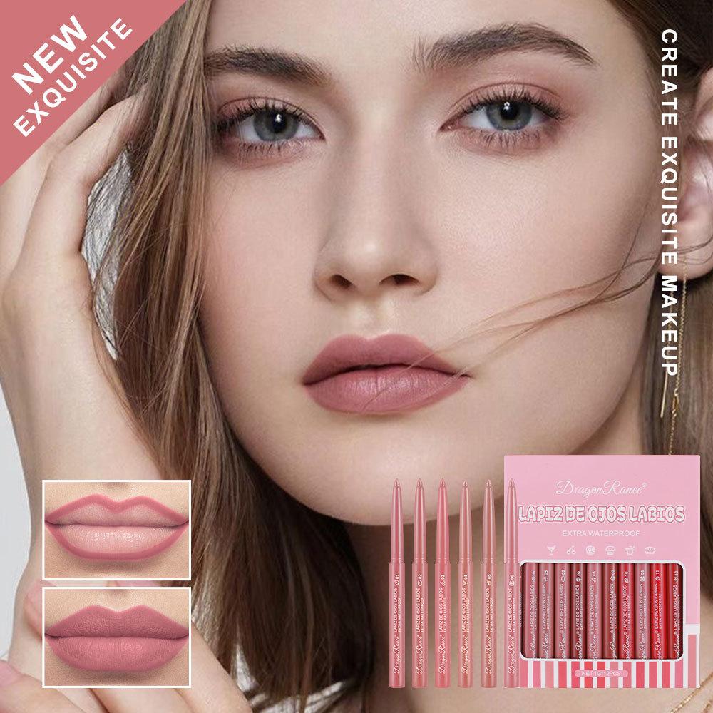 Long Lasting Matte Finish Lip Liner Pencils Set, 12pcs/set Easy Coloring Lipliner Pencil, Lip Makeup Accessories for Girls & Women