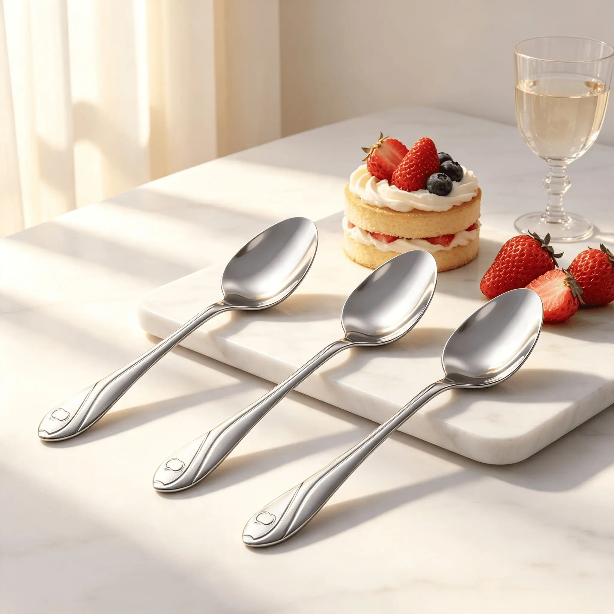 10-20Pcs Stainless Steel Spoons, Elegant Streamlined Style, Mirror Polished Rustproof Dishwasher Safe, Ideal for Home Kitchen, Afternoon Tea, Cafe & Dessert Serving, Dinner Spoons