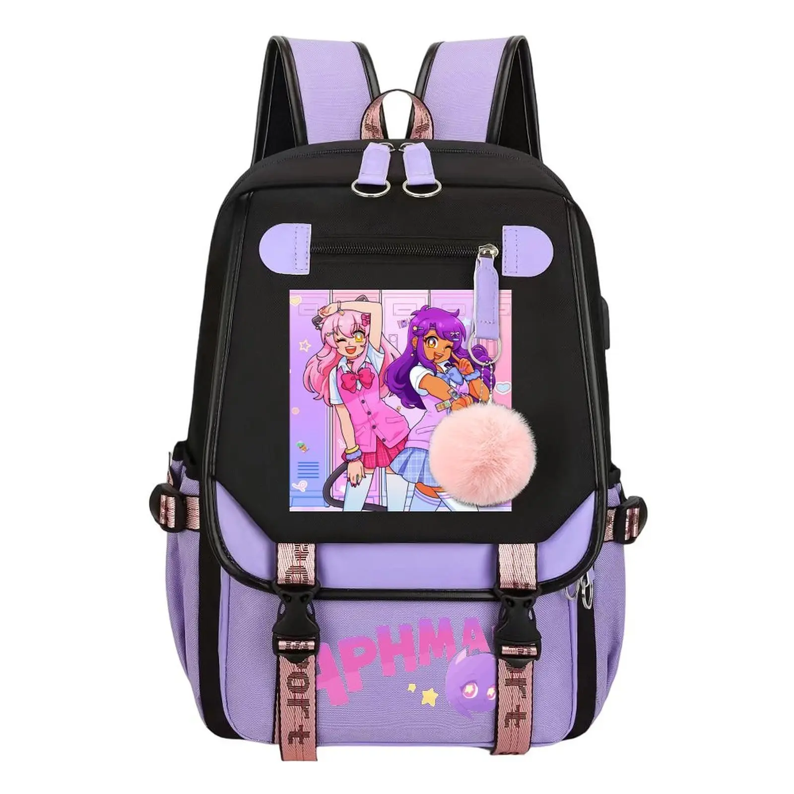 Aphmau Print School Size Backpack for Teen Students, Water-Resistant Durable Large-Capacity Bag, Multi-Pocket Organizer, Ideal Birthday & Holiday Gift (11.4in × 18.1in), School Size Backpacks