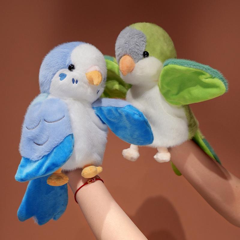 Bird Soft Stuffed Toys Doll Parrot Cosplay Plush Doll Educational Baby Toy Kawaii Cockatiel/Budgerigar/Monk Parakeet Hand Puppet