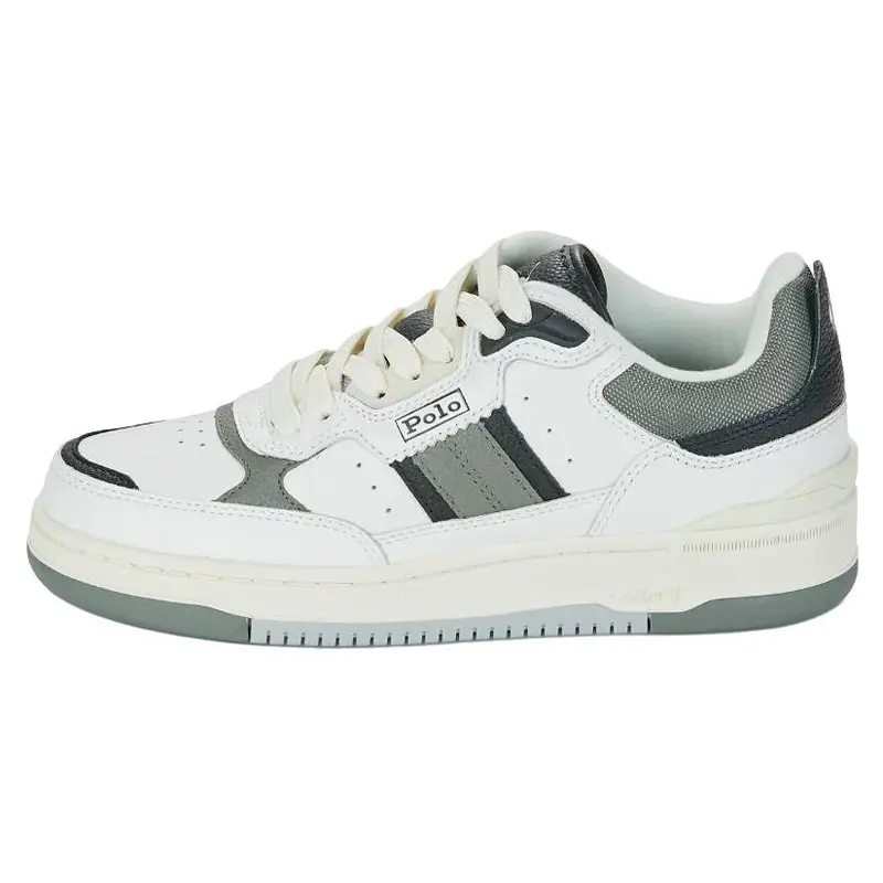 Polo Ralph Lauren Men's White Lace-Up Casual Trainer - Rubber Sole Walking Footwear, Maison Mihara Verifiable with Global Authentication Credentials