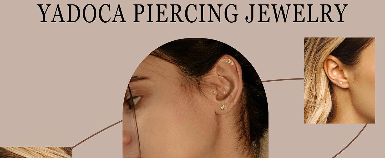 YADOCA 12Pcs 16G Tragus Earrings for Women Cartilage Earring Flat Back Stainless Steel Top Screw CZ Butterfly Bee Flower Moon Heart Flatback Stud Earrings Labret Conch Helix Cartilage Tragus Piercing Jewelry Set YADOCA 12Pcs 16G Tragus Earrings for Women Cartilage Earring Flat Back Stainless Steel Top Screw CZ Butterfly Bee Flower Moon Heart Flatback Stud Earrings Labret Conch Helix Cartilage Tragus Piercing Jewelry Set
