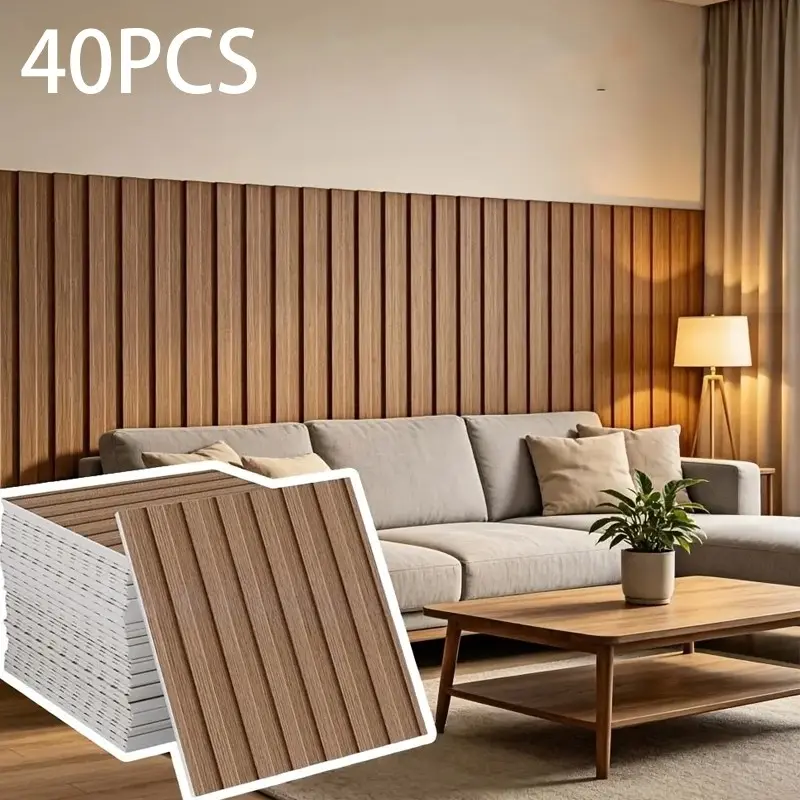 40pcs Wall Panels Ceiling Stickers, Decorative Panels, Vintage Wood Grain Grid Board Self-Adhesive Wallpaper, 30x30cm, Easy Installation, Home Decor